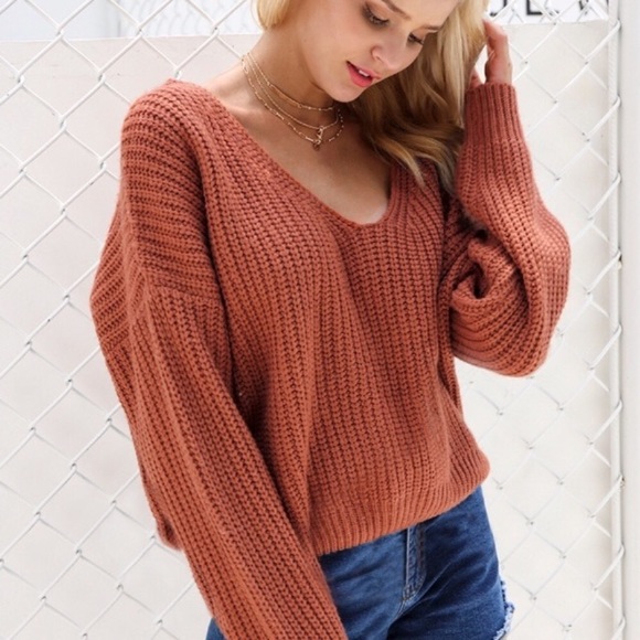 Open Back Lace Up Chunky Sweater Sienna - Picture 3 of 8